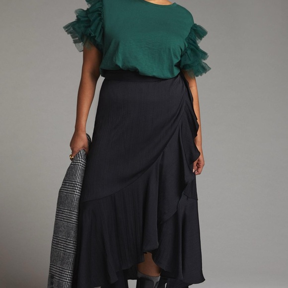 NWT Anthropologie Lea & Viola tulle/ ruffle sleeve top ❤️ - Picture 3 of 8